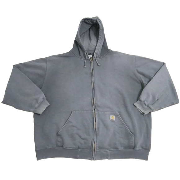 Carhartt Men's 3XL Tall Full Zip Gray  Hoodie Jacket Sweater Distressed XXXL - Picture 1 of 12